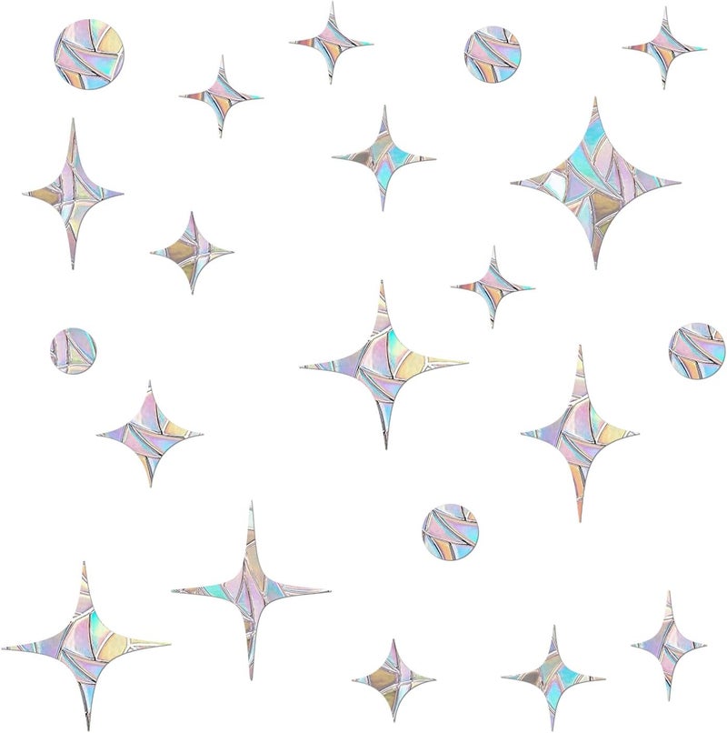 EACILLES 60 Pieces Static Window Clings Anti Collision Window Decals for Bird Strikes, Glass Door Window Stickers, Stop Birds Flying into Windows, Star Style - Image 1